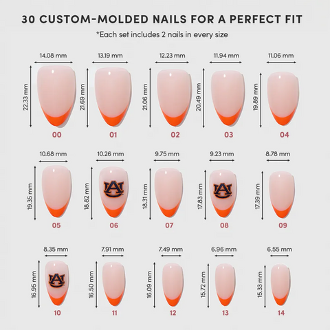 Auburn Tigers Press-On Nail Set