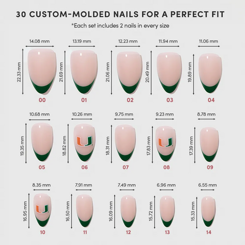Miami Hurricanes Press-On Nail Set