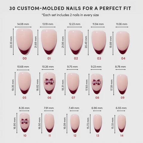 Mississippi State Bulldogs Press-On Nail Set