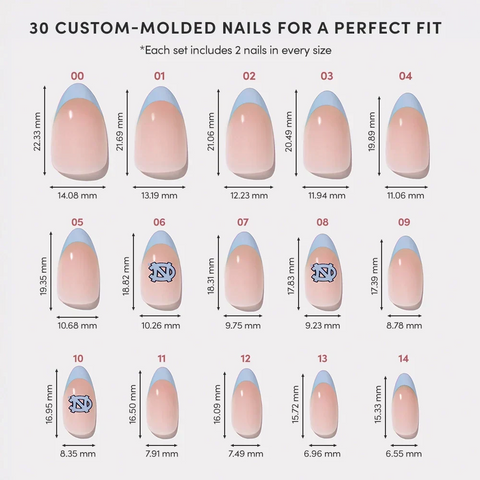 North Carolina Tar Heels Press-On Nail Set