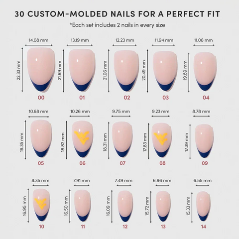 West Virginia Mountaineers Press-On Nail Set